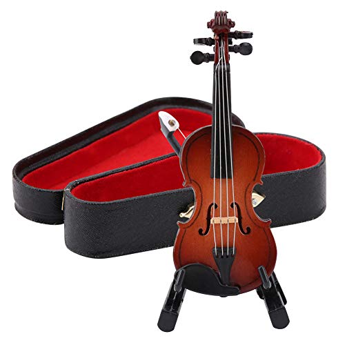 Hztyyier Modelo de violín para Sala de Estar Familiar colección de decoración con Soporte Instrumentos Musicales y Caja de Regalo de Madera Premium Negra