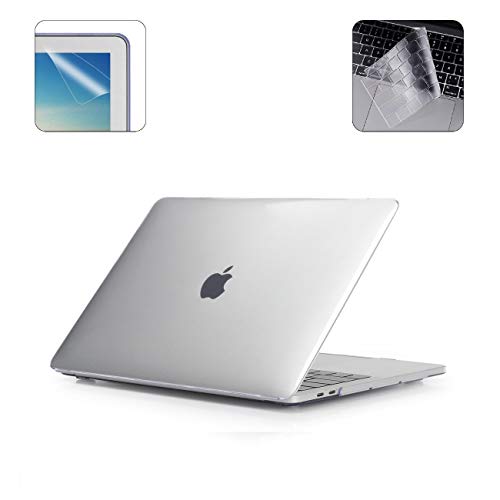 i-Buy Funda Dura Compatible con Macbook Pro 13" con barra táctil (Modelo A2159 A1706 A1989) + Protector de Pantalla + funda de teclado -  Claro