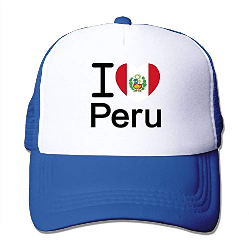 I Love Peru Flag Fashion Baseball Cap for Men and Women Adjustable Mesh Trucker Hat
