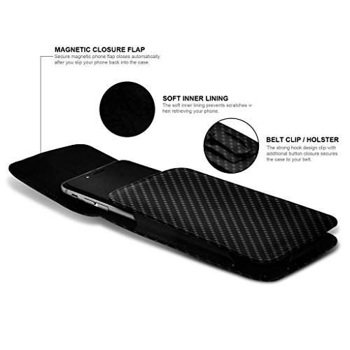 I-Sonite - Funda para cinturón de piel sintética con cierre magnético para Elephone (color negro carbono), color marfil