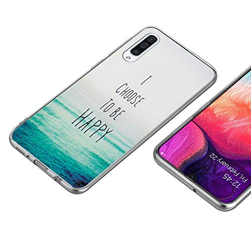 iAdvantec 3 x Funda para Samsung Galaxy A50, [Transparente Silicona Cover] Carcasa Absorcion de Choque Cojín de Esquina, Ultra Slim Protectora TPU de telefono, Ingles y el mar