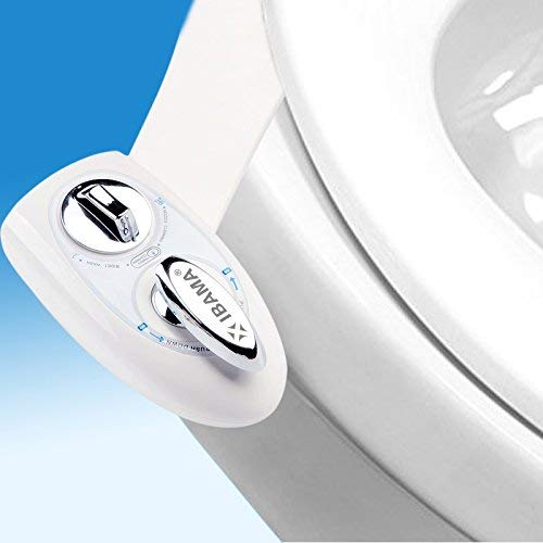 IBAMA Bidés, Toilet Seat Bidet Bidé de asiento de inodoro con boquilla doble, boquilla autolimpiante, accesorio WC bidet mecánico no eléctrico de agua dulce