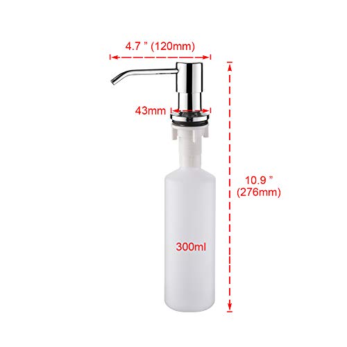 Ibergrif M34027 Dispensador de Jabón Líquido, Detergente de Cocina Incorporado, Plata, Acero Inoxidable, 300 ML, Talla única