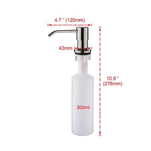 Ibergrif M34027A Dispensador de Jabón Líquido, Detergente de Cocina Incorporado, Gris, 300 ML,Talla única, Acero Inoxidable