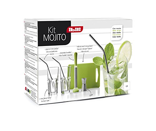 IBILI 798000 – Kit de Mojito Inoxidable/Cristal Claro/Verde 26 x 10 x 18 cm