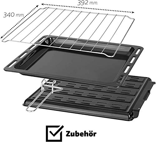 ICQN mini horno con aire forzado | Horno de pizza | Mini horno | Iluminación interior Doble acristalamiento | Función de temporizador | Esmaltado (antracita, 42 litros)