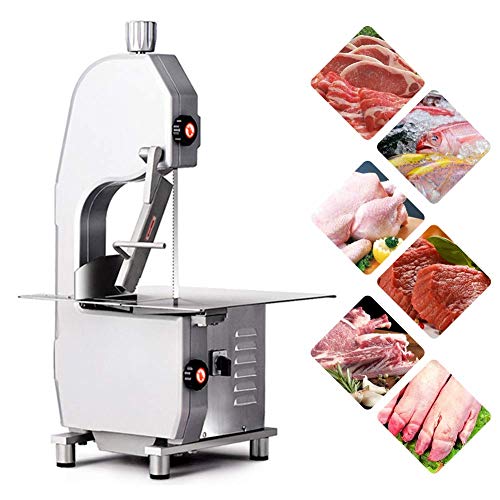 IDABAY Cortadora Electrica Profesional Sierra para Huesos Carnes Congelados Pescados Sierra de Cinta Máquina de Cortar Carne Rápida (1100W, Grosor de Corte 4-200mm) Acero Inoxidable