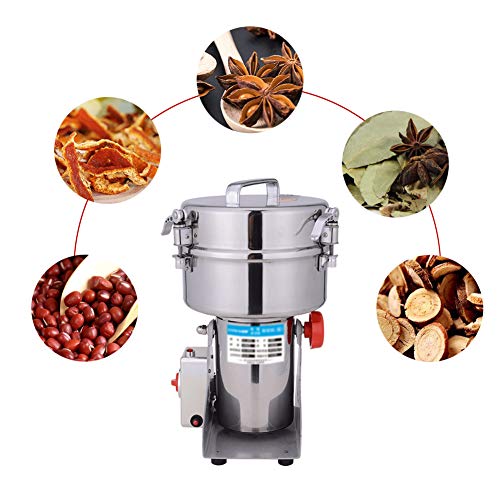 IDABAY Molinillo Electrico de Grano Swing Molino de alimento seco acero inoxidable en Columpio Polvo máquina para Granos Especias Hierbas Cereales Pimientas Canelos Café Capacidad 2000g, 700g