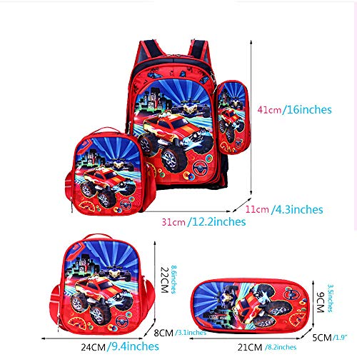 Ideapack - Mochila escolar para niños (3 unidades), diseño de dibujos animados 3D Rosa rosa 16in