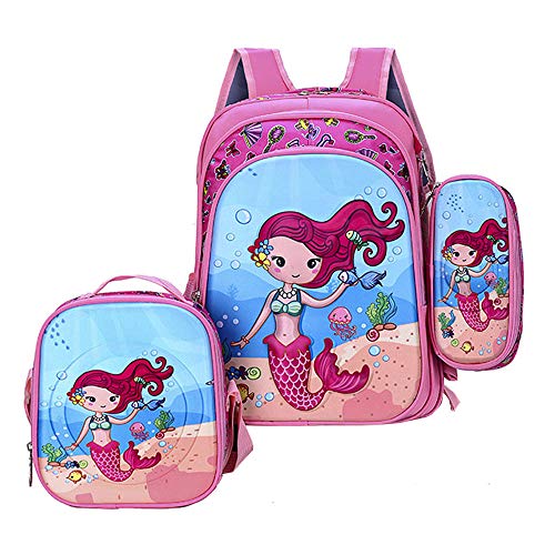 Ideapack - Mochila escolar para niños (3 unidades), diseño de dibujos animados 3D Rosa rosa 16in