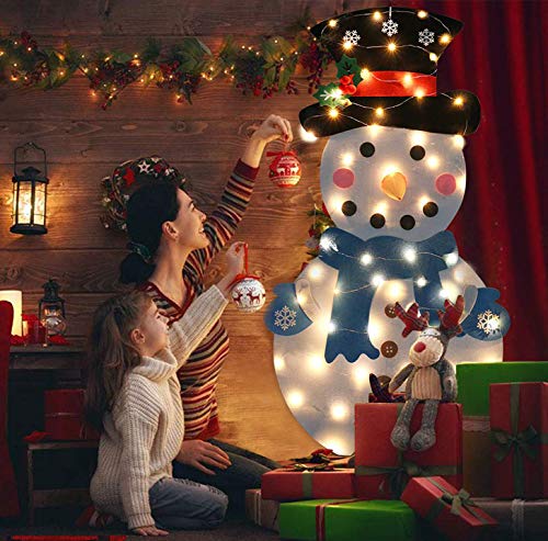 Idefair Fieltro Muñeco de Nieve de Navidad, Adornos Navidad DIY Decoración de Colgante para Niños 28PCS Desmontable Adornos Navidad 102 × 51 CM