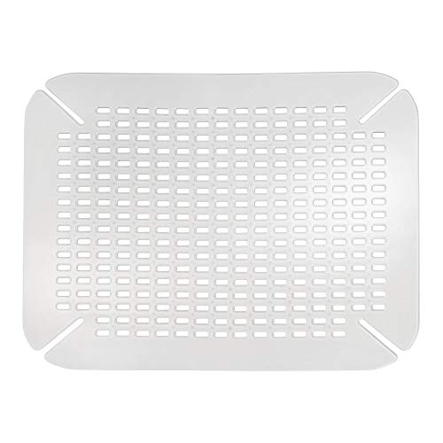 iDesign Alfombrilla escurreplatos, protector de fregadero grande de plástico PVC para fregaderos de cocina, rejilla escurreplatos con orificios de drenaje, transparente