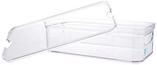 iDesign Caja para nevera o armario de cocina, caja de almacenaje de plástico y apilable, organizador de nevera para queso, fruta, verdura y demás, transparente