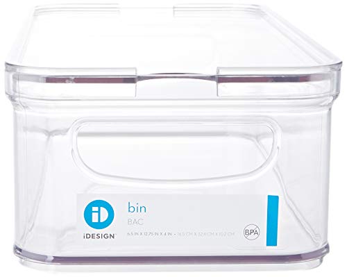 iDesign Caja para nevera o armario de cocina, caja de almacenaje de plástico y apilable, organizador de nevera para queso, fruta, verdura y demás, transparente