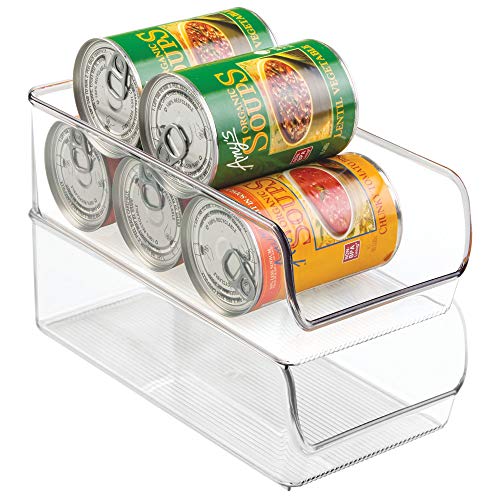 iDesign Caja transparente apilable, organizador de cocina mediano de plástico, caja organizadora sin tapa para los armarios o el frigorífico, transparente