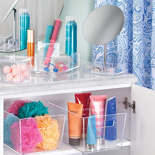 iDesign Clarity Cesto Organizador, pequeña Caja de almacenaje con Asas de plástico para organizar cosméticos y Maquillaje en el Lavabo, Transparente, 22.9 Cm X 15.2 Cm X 10.4 Cm