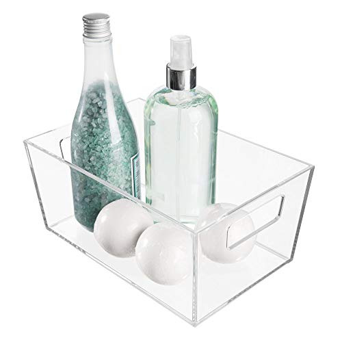 iDesign Clarity Cesto Organizador, pequeña Caja de almacenaje con Asas de plástico para organizar cosméticos y Maquillaje en el Lavabo, Transparente, 22.9 Cm X 15.2 Cm X 10.4 Cm