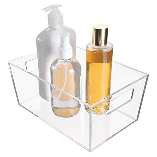 iDesign Clarity Cesto Organizador, pequeña Caja de almacenaje con Asas de plástico para organizar cosméticos y Maquillaje en el Lavabo, Transparente, 22.9 Cm X 15.2 Cm X 10.4 Cm