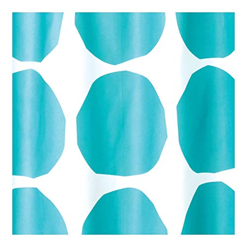 iDesign Geometric Poly baño con Estampado de Lunares, Protectora contra Salpicaduras y Resistente al Agua en poliéster, Cortina para Ducha o bañera, Azul Verdoso, 182,9 cm x 182,9 cm x 0,3 cm