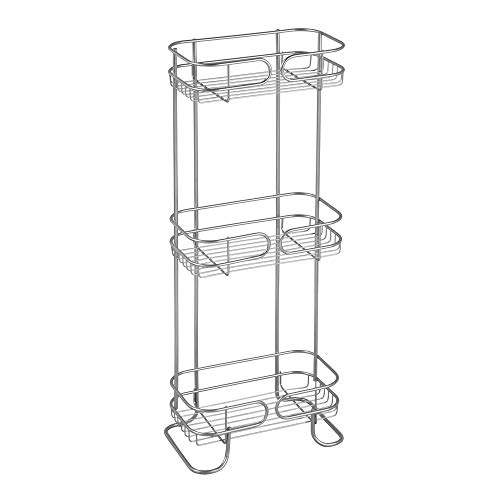 iDesign Neo Estantería, mueble de baño autónomo en metal, con tres estantes de ducha para gel y champú, plateado, 16.0 Cm X 24.9 Cm X 66.3 Cm