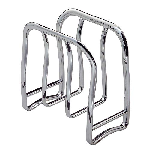 iDesign Portaservilletas, estrecho servilletero vertical de metal, elegante soporte para servilletas de papel para mesa o encimera de cocina, plateado