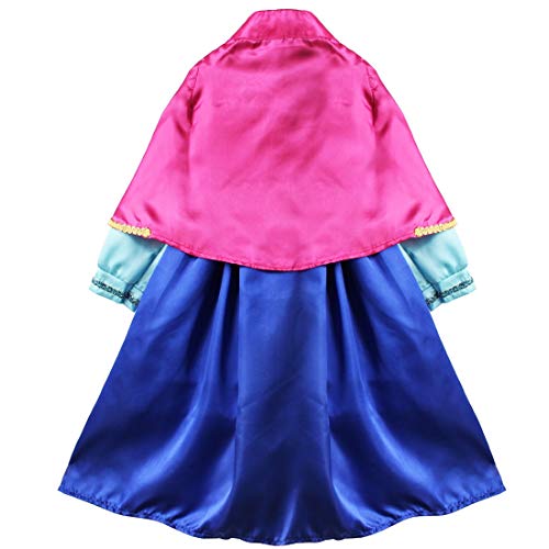 IEFIEL Costume Vestido de Princesa Disfraz Cosplay para Niña Manga Larga Capa Lentejuelas Desmontable Disfraces Princess Halloween Carnaval Navidad Cosplay Negro y Azul 6-7 años