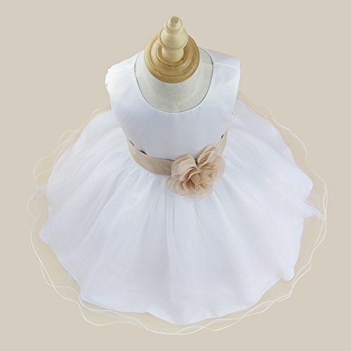 IEFIEL Vestido de Princesa Niña Tutú Vestido Blanco de Fiesta Boda Bautizo para Niñas Vestido de Flores Cumpleaños Princesa Elegante 2 Años-14 Años Beige Oscuro 8 años