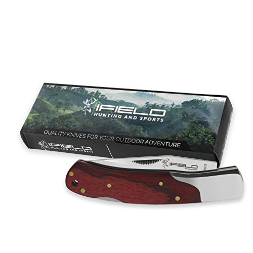 iFIELD Navaja Camper EL29020, con Mango Stamina roja, Hoja de 7,8 cms de Acero INOX 3Cr13, Largo Total de 17,5 cms, en Caja a Color, Herramienta de Camping para Pesca, Caza, Actividad Deportiva