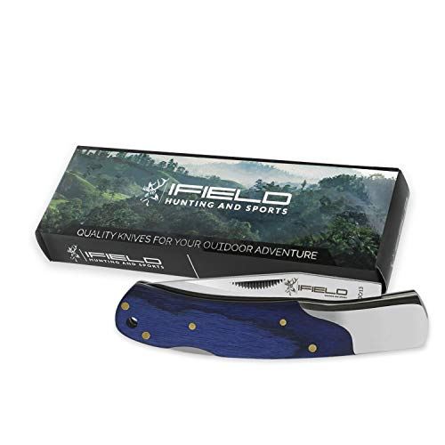 iFIELD Navaja Camper EL29021, con Mango Stamina Azul, Hoja de 7,8 cms de Acero INOX 3Cr13, Longitud Total de 17,5 cms, en Caja a Color, Herramienta de Camping para Pesca, Caza, Actividad Deportiva