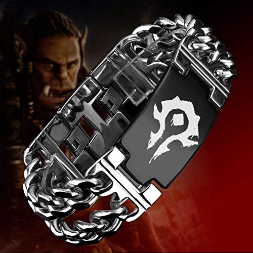 IG Pulsera de Pareja Pulsera de World of Warcraft Pulsera de Acero de Titanio Tribal de la Alianza para Hombres Wow Game Jewelry Hebilla de Cadena Desmontable, Regalo de cumpleaños para Hijo/Esposo