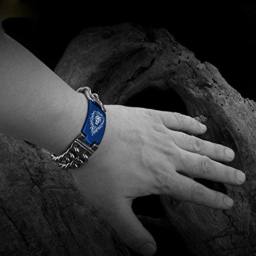 IG Pulsera de Pareja Pulsera de World of Warcraft Pulsera de Acero de Titanio Tribal de la Alianza para Hombres Wow Game Jewelry Hebilla de Cadena Desmontable, Regalo de cumpleaños para Hijo/Esposo