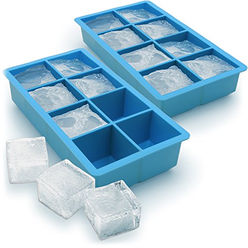 igadgitz Home Cubitera de Hielo 8 XL Cubos Cubitera Silicona de Calidad Alimentaria - 2 Piezas