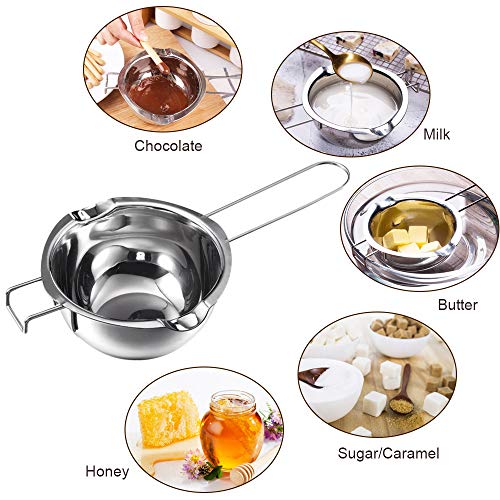 IGRMVIN 2 PCS Olla de Derretir de Acero Inoxidable Cazo para Baño María con Doble Caldera Doble Boquilla Olla para Baño María para Fundir Chocolate Caramelo Mantequilla o Queso 26 * 11 * 6cm