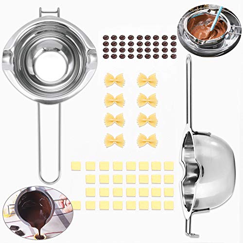 IGRMVIN 2 PCS Olla de Derretir de Acero Inoxidable Cazo para Baño María con Doble Caldera Doble Boquilla Olla para Baño María para Fundir Chocolate Caramelo Mantequilla o Queso 26 * 11 * 6cm