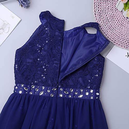 iiniim Niña Vestido Largo Cóctel Vestido Floreado Princesa para Fiesta Ceremonia Bautizo Boda Noche Dama de Honor Vestido de Baile Maxi Bola Pageant Paseo Comunión Vestir Azul 14 años