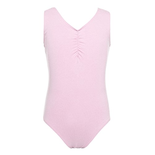 iiniim Vestido de Danza Maillot Ballet Niña Baile Tutú Princesa Leotardo Algodón Gimnasia Clásico sin Mangas con Falda Gasa Elegante Dancewear para Actuación Chica Muchacha Rosa 10-12 años