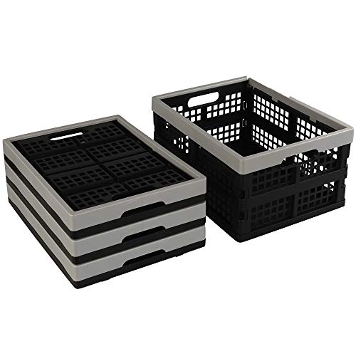 Ikando Cesto Cajas de Almacenamiento Plegables de Plástico, 4 Unidades