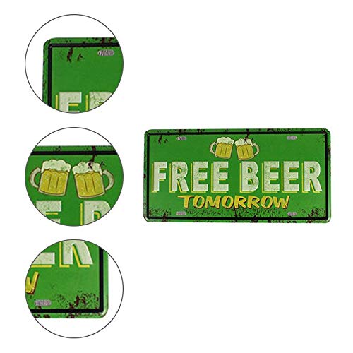 Ikavee Retro Slogan Metal Estaño Placa de Pared Estilo Esbozo Pintura de Hierro Accesorios de Manualidades para Bar Pub Pared 7 Tipos, Welcome Beer Zone, 30 * 15cm