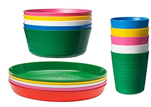 IKEA KALAS - Juego de 6 vasos y platos para niños, multicolor