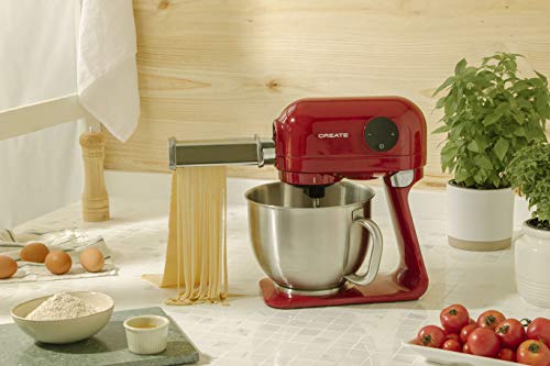 IKOHS DOWNMIX Retro - Batidora Amasadora, Amasadora para Repostería, Robot de Cocina Automática Multifuncional con Tres Accesorios, 5L, 6 Velocidades, 1200W, Bol de Acero Inoxidable (Rojo)