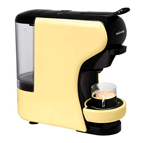 IKOHS Máquina de Café Espresso Italiano - Cafetera Multi Cápsulas Compatible Nespresso 3 en 1, 19 Bares con 2 Programas de Café, deposito extraíble, 0,7 L, Compacto, 1450 W, automático Beige