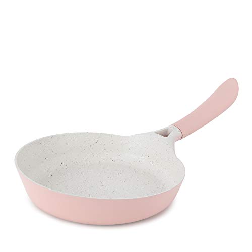 IKOHS Noa - Sartén de Aluminio de 24 cm, Recubrimiento Antiadherente, para Todo Tipos de Cocinas Incluido Inducción, Libres de PDFE y PFOA, Diseño Retro, Asa de Baquelita (Rosa)