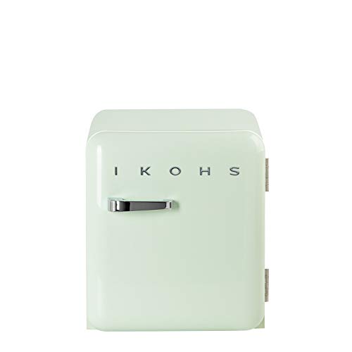 IKOHS Retro Fridge - Frigorífico con diseño, Control de Temperatura Ajustable, Estantes Intercambiables, Estética Vintage de los años 50, Clase Energética A+ (Verde Menta, 50 cm)