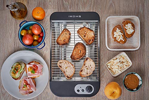 IKOHS Toast Flat Classic - Tostadora Plano Horizontal, 600 W, Bandeja Recogemigas, 6 Niveles de Potencia, Sistema de Seguridad, Guardacables, 2 Resistencias