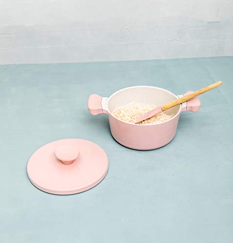 IKOHS UMA - Cacerola de Aluminio Fundido, Revestimiento Antiadherente, Asas de Baquelita, Sin PDFE y PFOA, para Todo Tipos de Cocinas, Diseño Retro, Estilo Cocotte, Apta para Inducción (Rosa - 24 cm)