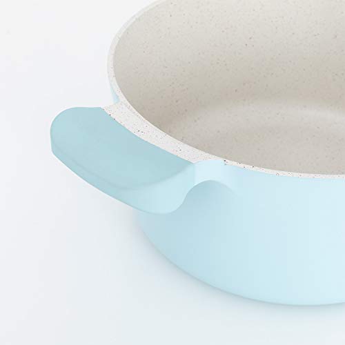 IKOHS UMA - Cacerola de Aluminio Fundido, Revestimiento Antiadherente, Asas de Baquelita, Sin PDFE y PFOA, para Todo Tipos de Cocinas, Diseño Retro, Estilo Cocotte, Apta para Inducción (Azul - 20 cm)