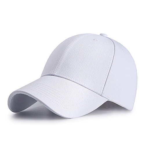 IKuaFly Beisbol Snapback 100% Algodon Ajustable Tamaño Respirable 6 Panel Trucker Cap - Unisex para Hombre Mujer Deporte Gorras Visera (blanco)