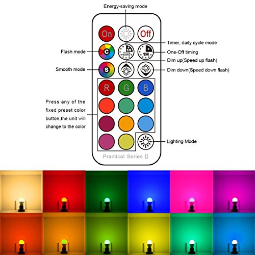 iLC Bombillas Colores RGBW LED Bombilla Regulable Cambio de Color Edison 10W E27 - RGB 12 Color - Control remoto Incluido para Casa/Decoración/Bar/Fiesta/KTV Ambiente Ambiance Iluminación