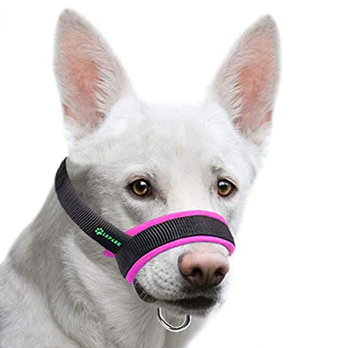 ILEPARK Bozal de la Tela para Perros Grandes Previene Mordidas, Ladridos y Que Mastiquen, Bozal Lazo Ajustable (XL,Rosado)