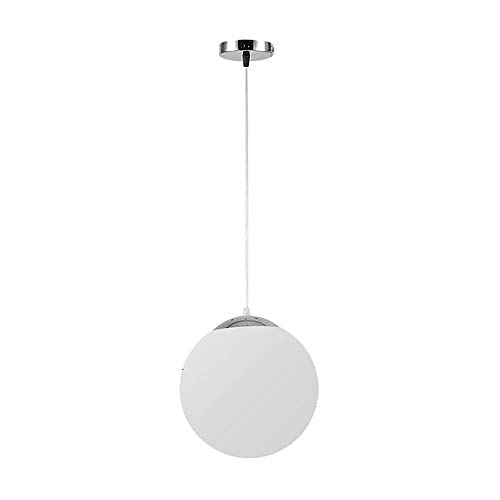 Iluminación Colgante Redondo para Techo Lampara Moderno Cristal Casquillo E27 220V 40W Luz del Cristal del Techo de Interior Foco para Cafeteria Bar Pub Restaurante (Plata, 20 cm)